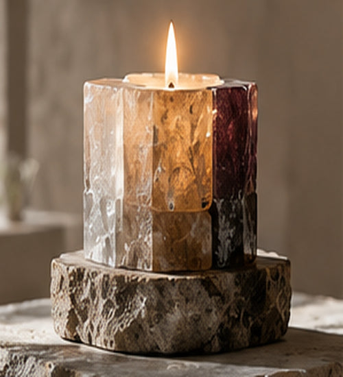 Glaines Eternal Ember crystal candle with glowing mineral surround