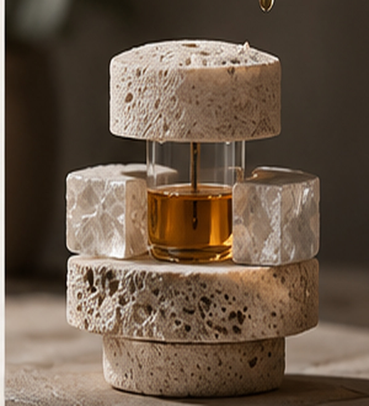 Glaines Veil layered stone diffuser with central amber oil chamber